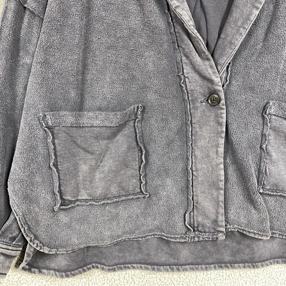F21 Slouchy Distressed Oversized Reverse Seam One-Button Jacket Cardigan Size S - Picture 2 of 6